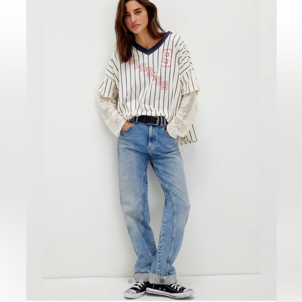 NWOT Free People We The Free Trevor Tee in Ivory Combo Size Med $128 Retail - Picture 3 of 8